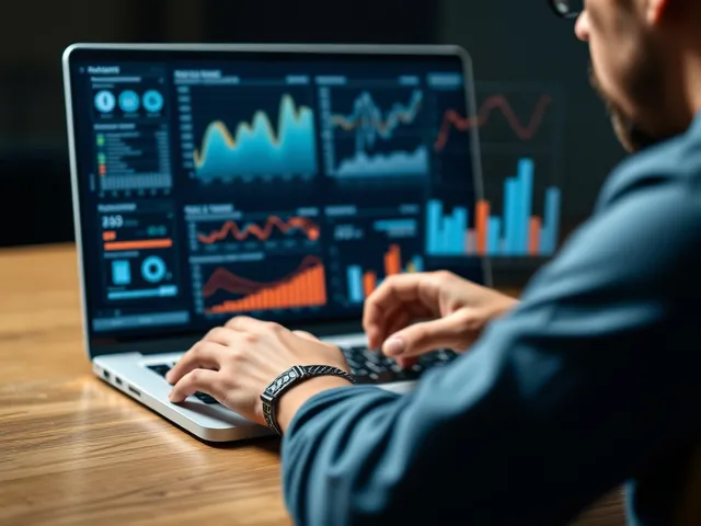 Persona analizando datos en un laptop