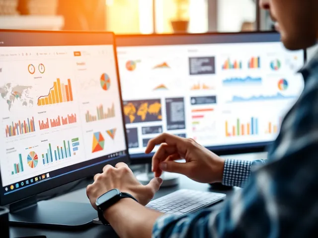 Diseñador creando una infografía atractiva en su computadora.