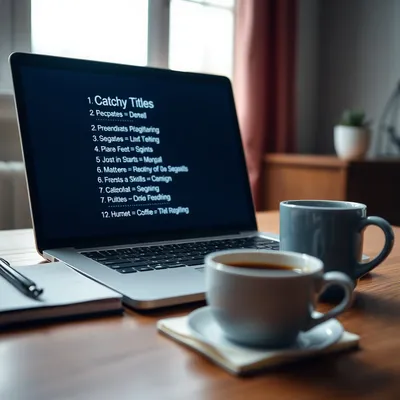 Laptop displaying catchy titles