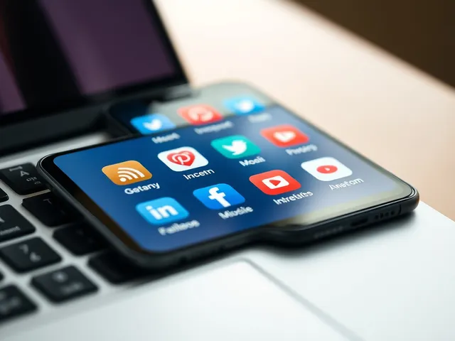 Iconos de redes sociales en un dispositivo móvil y laptop. Iconos de redes sociales en un dispositivo móvil y laptop.