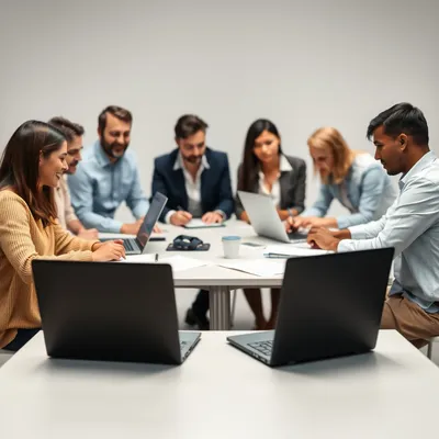 Grupo colaborando en estrategia de marketing