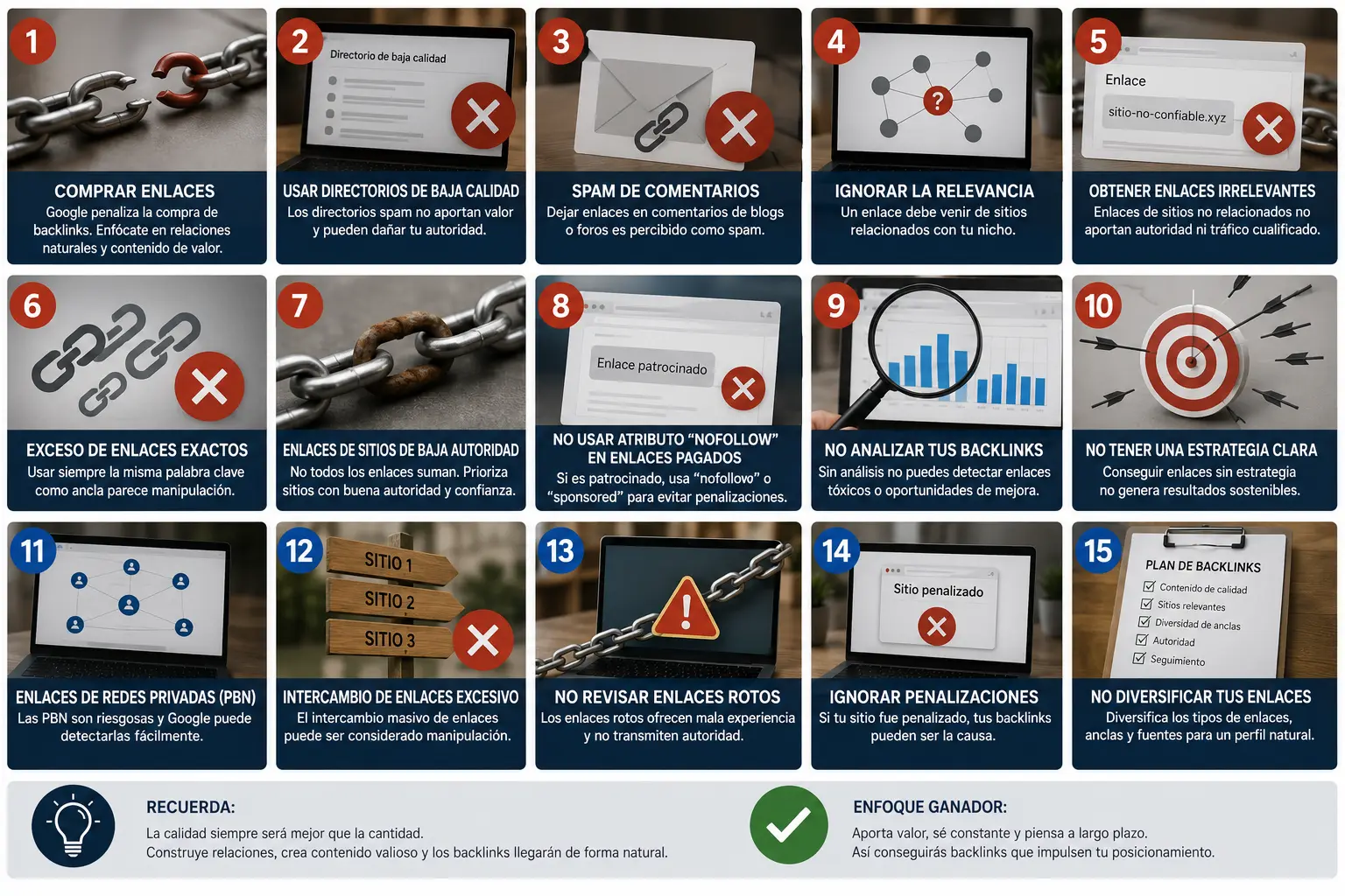 10 Errores al conseguir backlinks de calidad que debes evitar hoy mismo