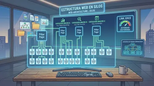 Estructura de arquitectura web en silos y clústeres temáticos