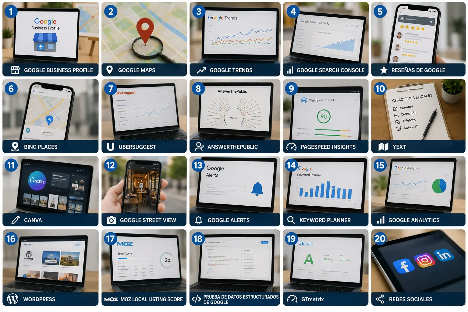 20 Herramientas gratuitas para mejorar el posicionamiento local y multiplicar tus ventas online