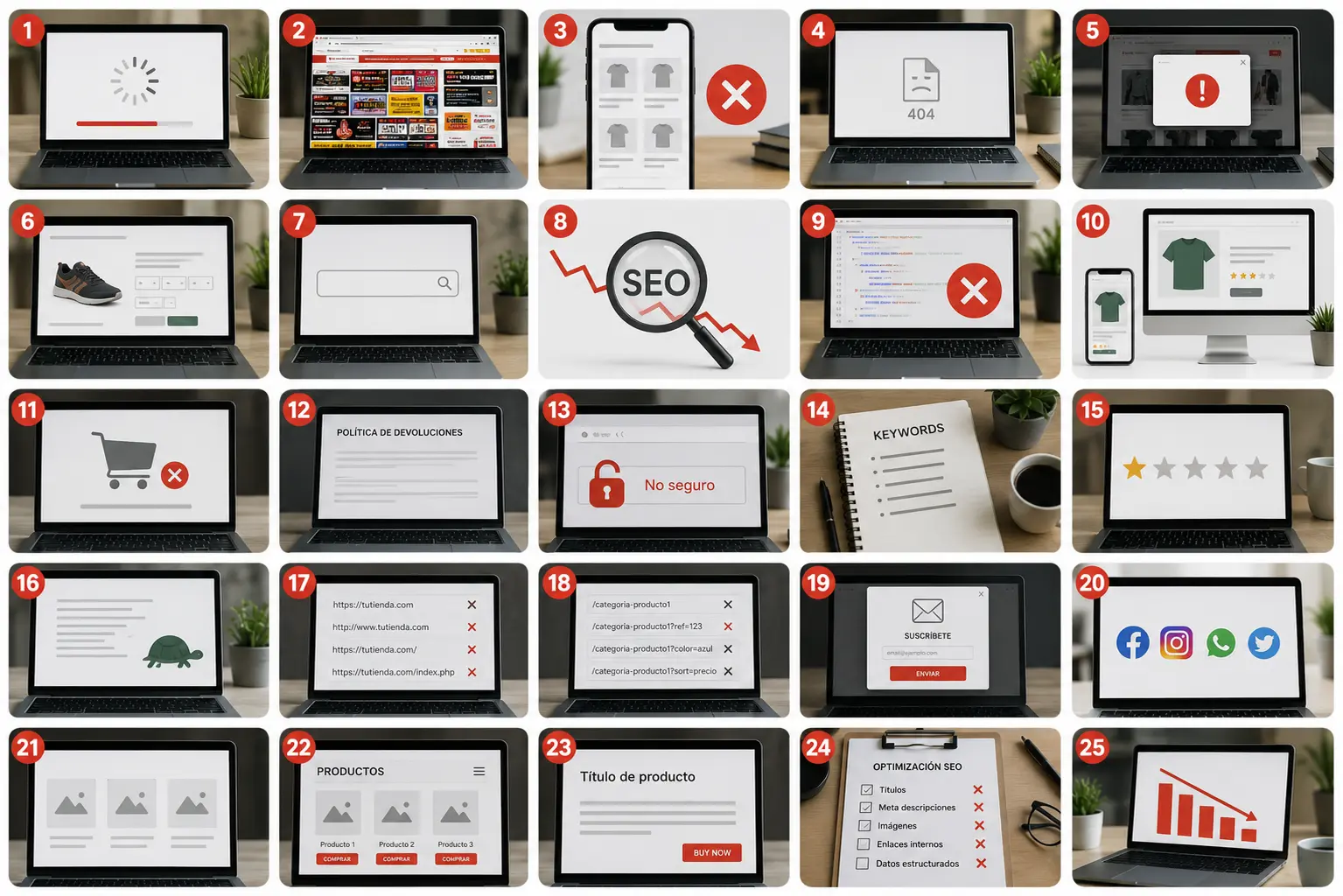 25 Errores al posicionar una tienda online en Google que debes evitar en la era digital