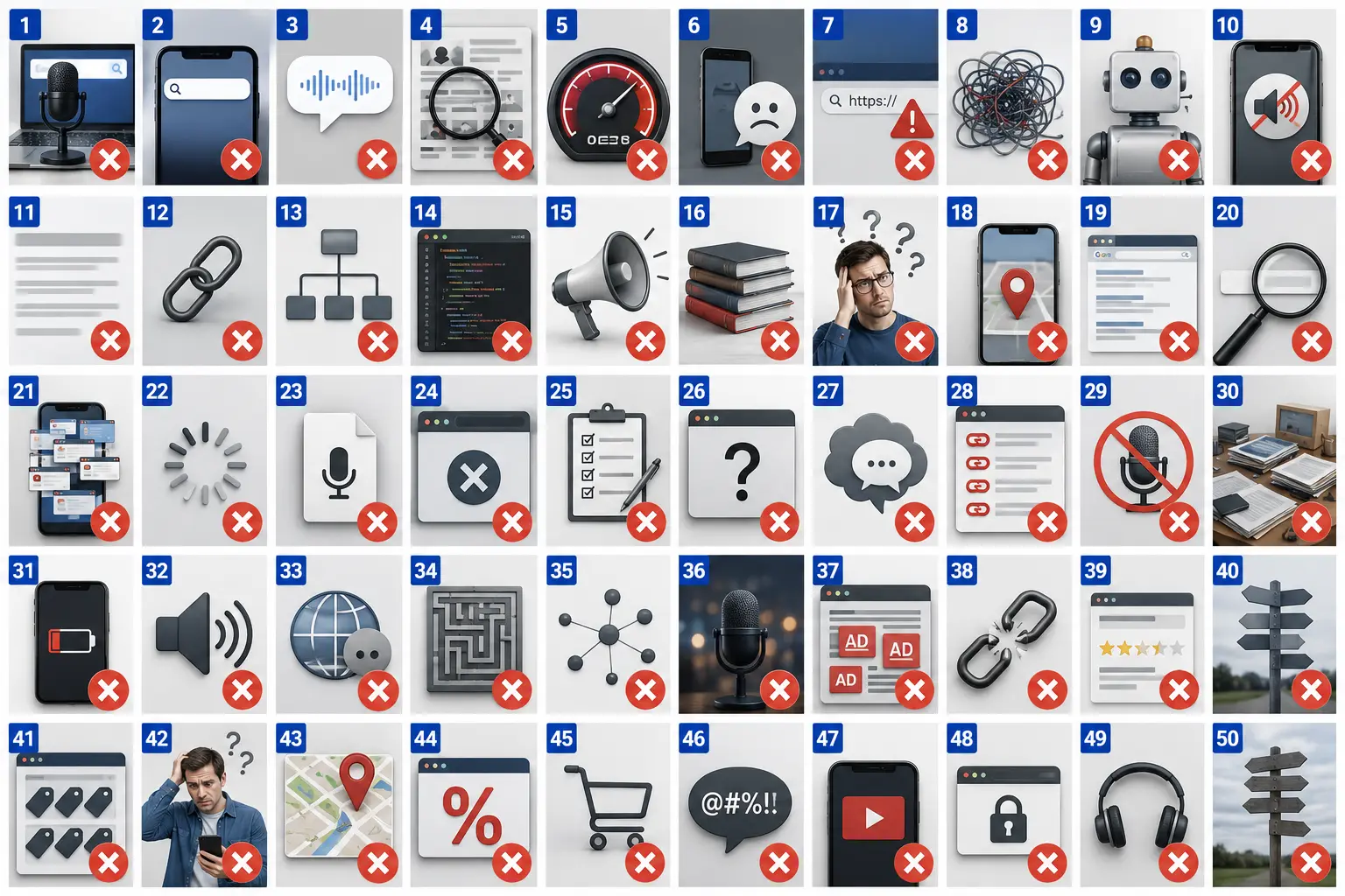 50 Errores al optimizar tu web para la búsqueda por voz que debes evitar hoy mismo